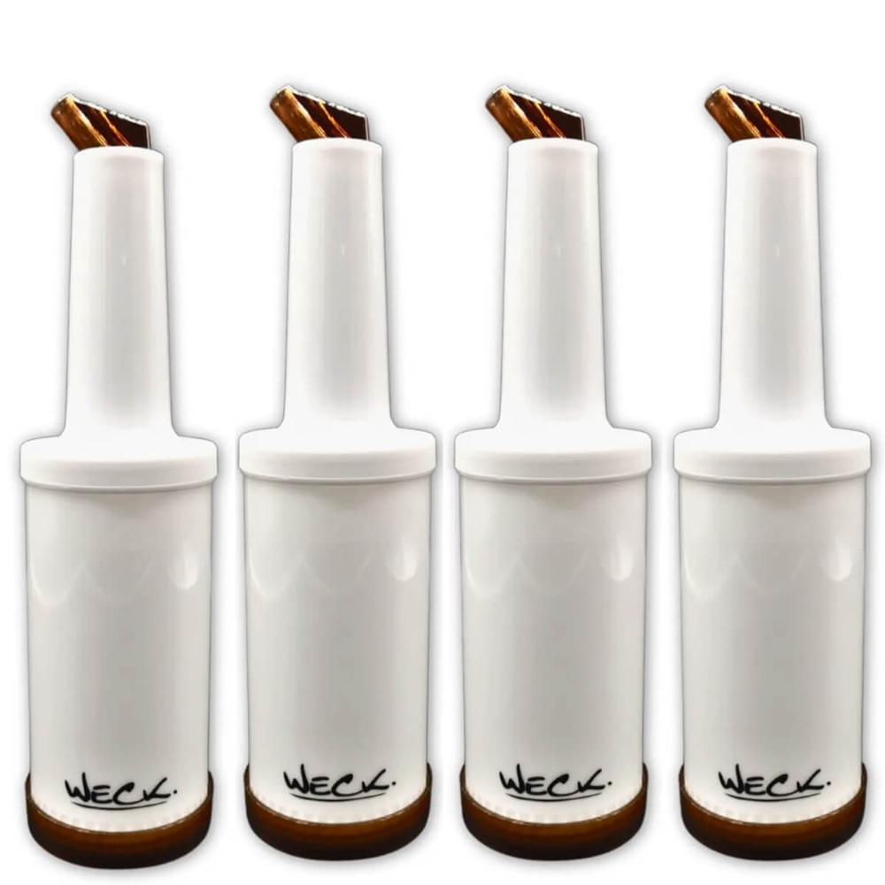 Kit 4 Garrafa Plástica Store'n Pour 1L  Marrom Weck Coquetelaria Bar Destilados