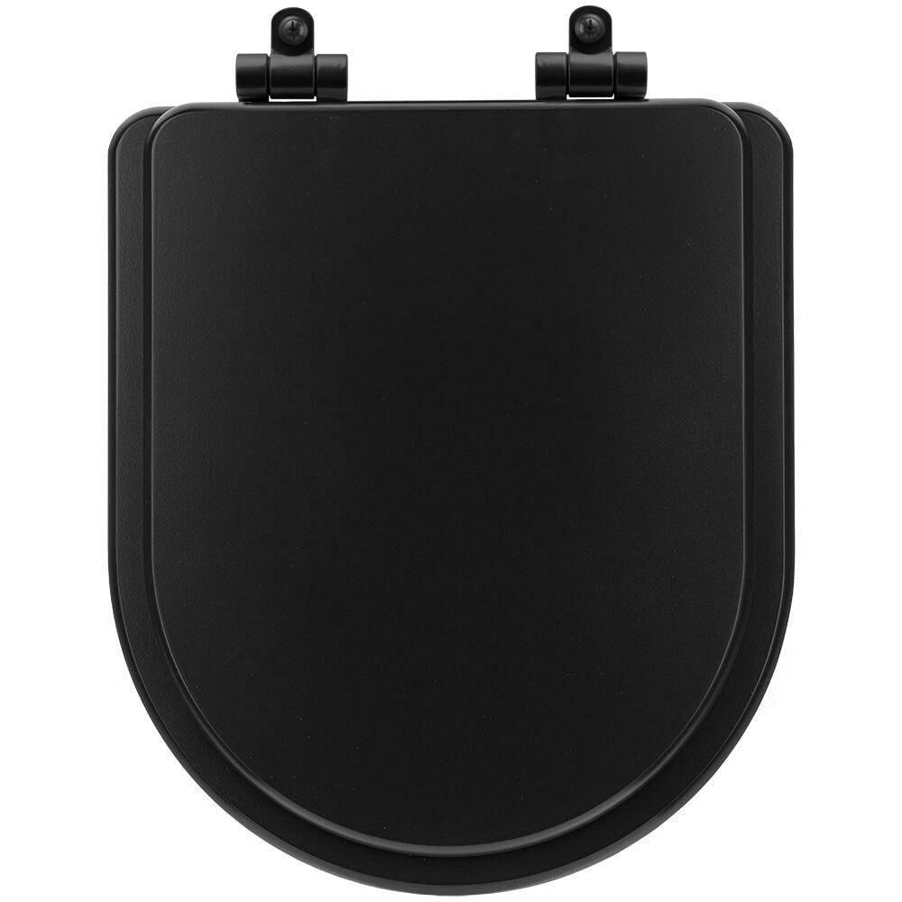 Tampa De Vaso Poliéster Com Fechamento Lento Nexo Onix (preto Fosco) Para Louça Roca Com Ferragem Preta