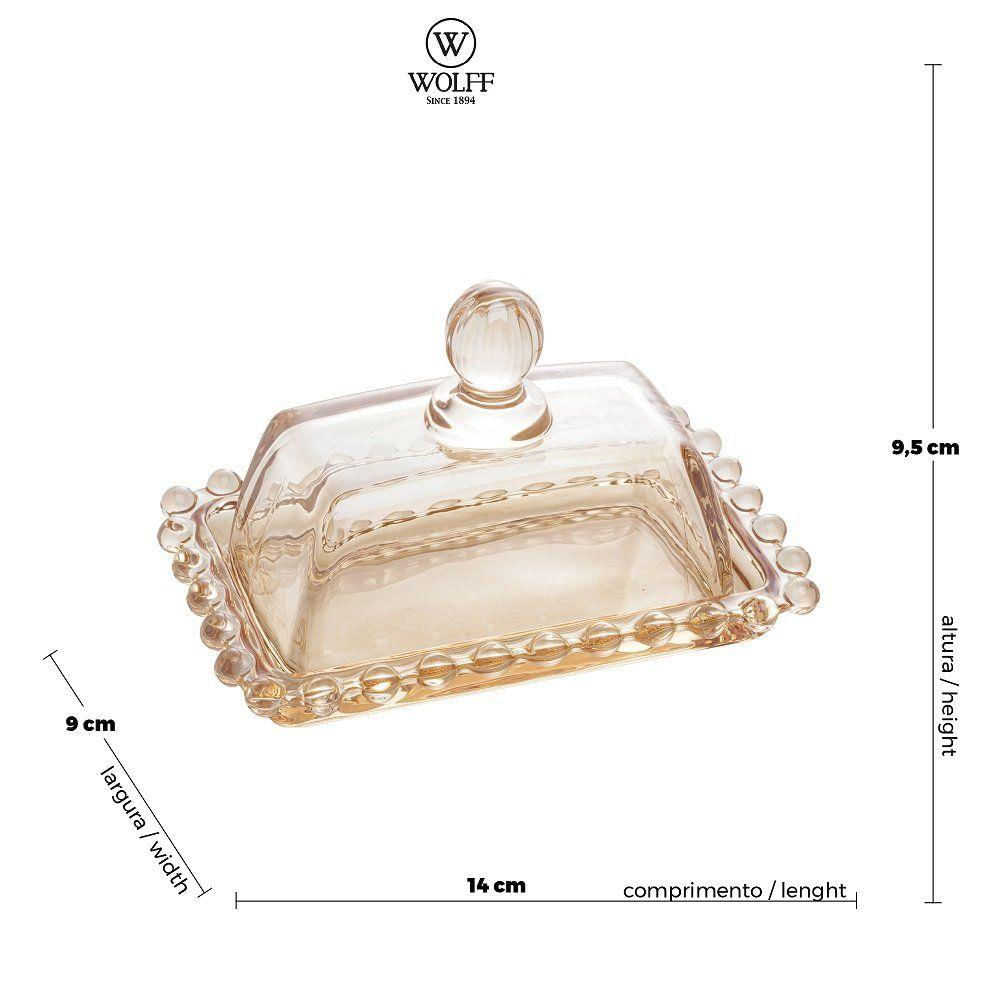 Conjunto Manteigueira E Molheira Em Cristal Pearl âmbar - Wolff