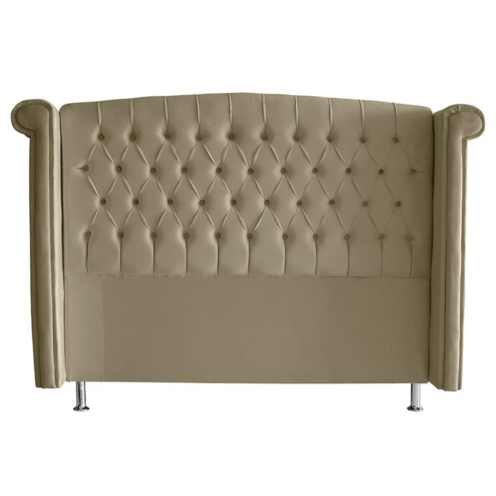 Cabeceira De Cama Box Luxo Casal 140 Cm Suede Bege Do Lar Móveis