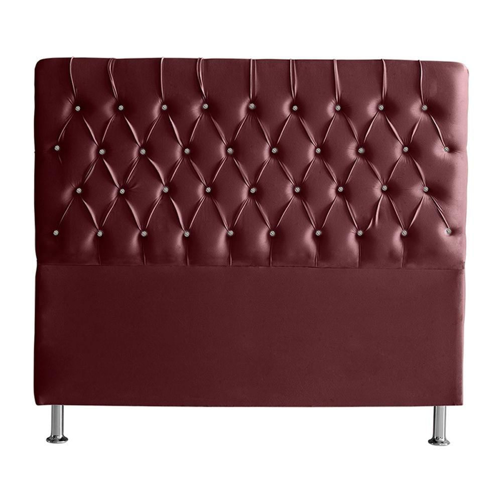 Cabeceira De Cama Box Estrela Queen 160 Cm Suede Botão Cristal Vinho Bordo Do Lar Móveis E Decoração