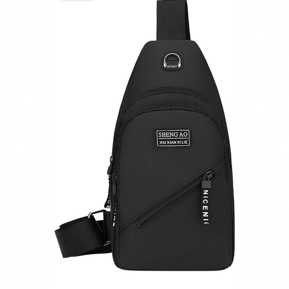 Bolsa Mochila Impermeável Transversal Crossbody Pochete De Peito Portátil Alça única Ajustável Preto