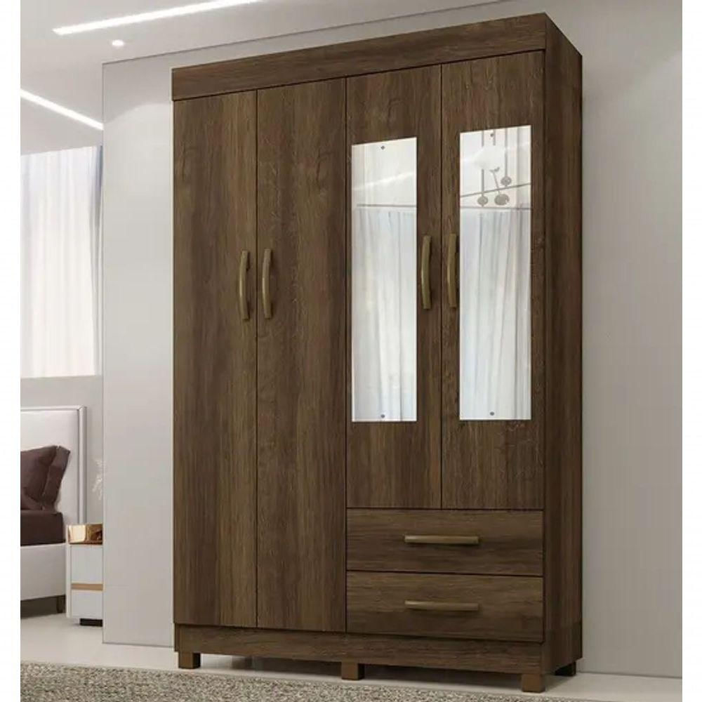 Guarda Roupa Copacabana New 4 Portas Com Espelho Benetil Móveis Imbuia