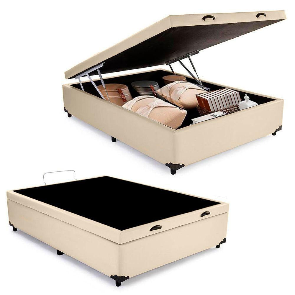 Cama Box Baú Casal Sintético Serene Bege 138x188x44