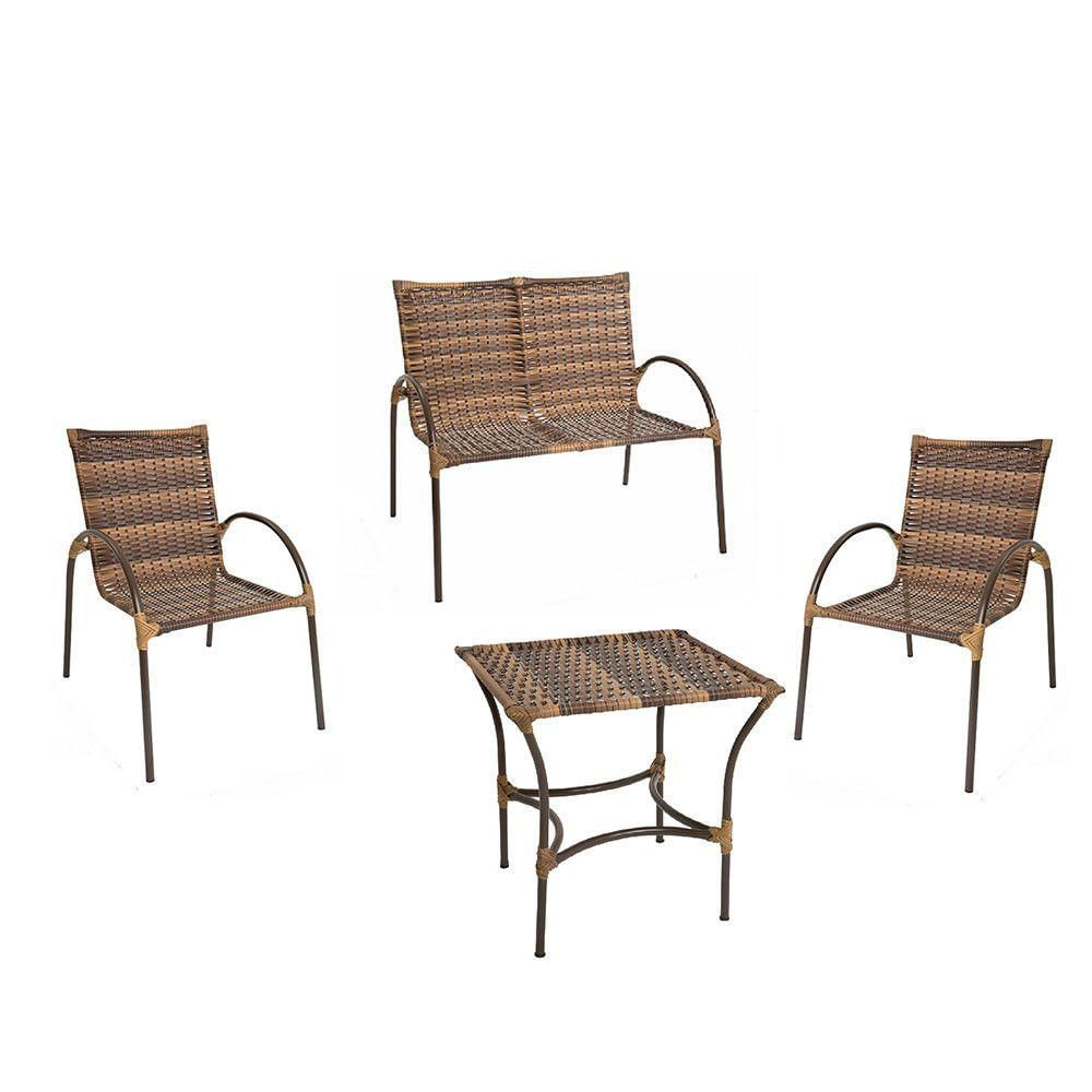 Conjunto Solano 2 Cadeiras 1 Namoradeira E Mesa De Centro Argila