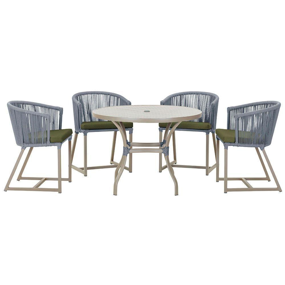 Mesa Com 4 Cadeiras E Noronha Estofado 13 Trama Original Prata