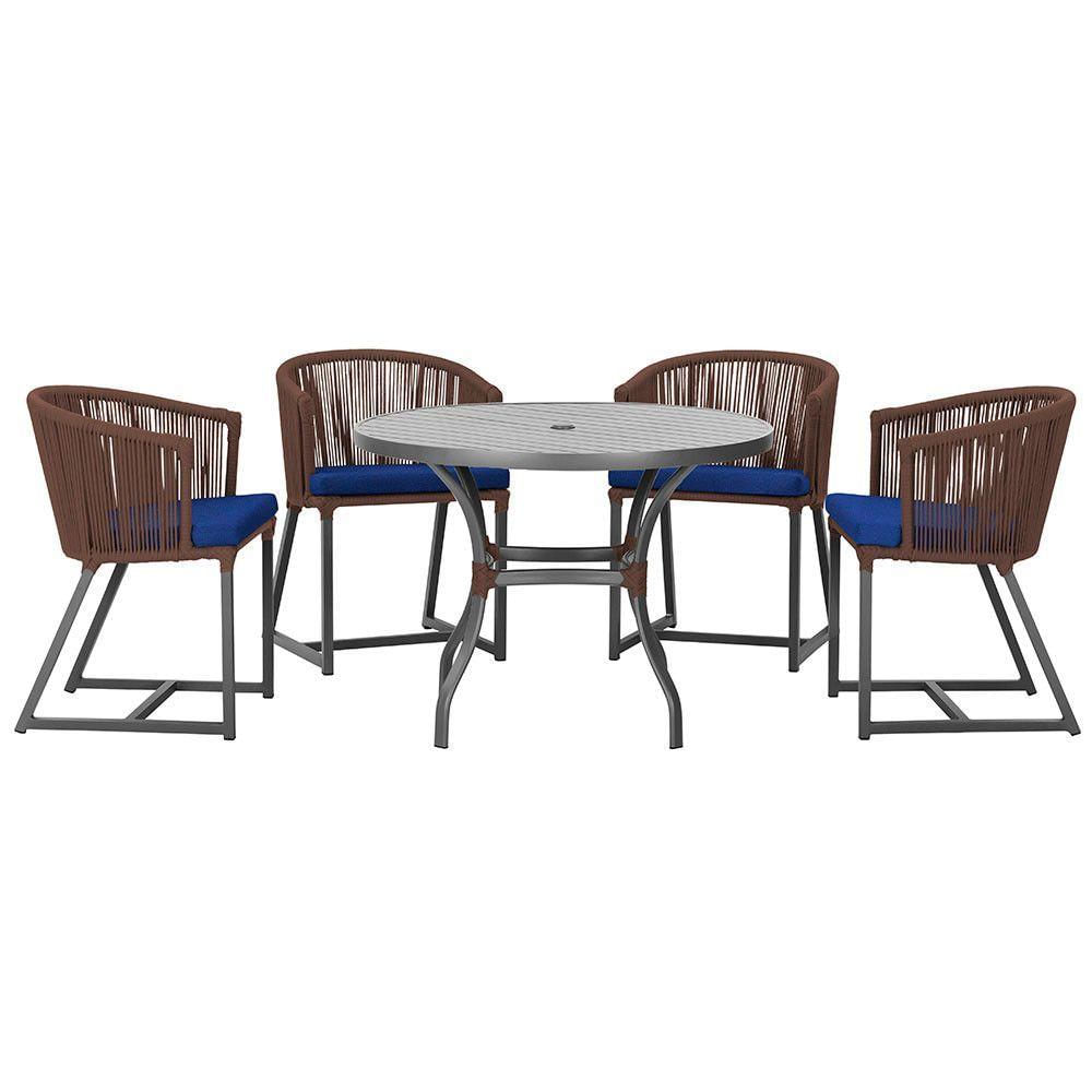Mesa Com 4 Cadeiras E Noronha Estofado 10 Trama Original Marrom