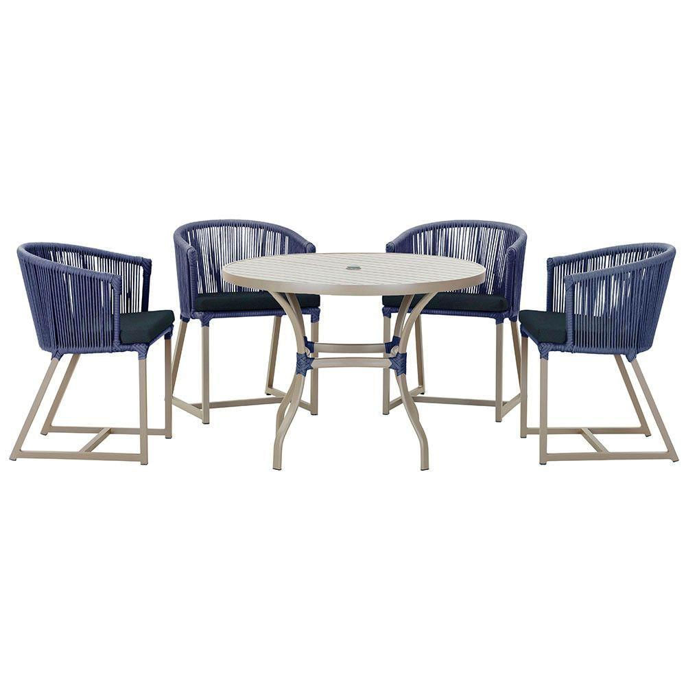 Mesa Com 4 Cadeiras E Noronha Estofado 12 Trama Original Azul
