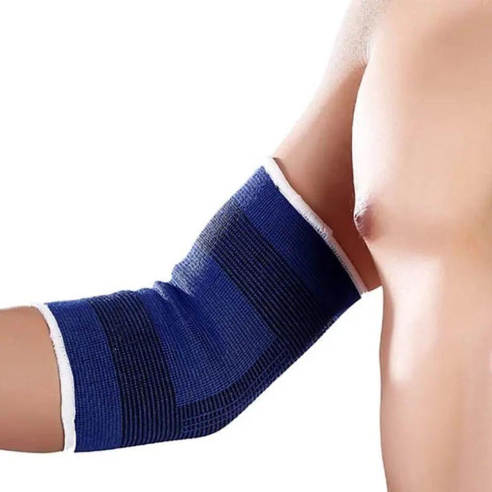 Par De Cotoveleira Compressão Protetor Ajustavel Azul Tamanho Único Unissex