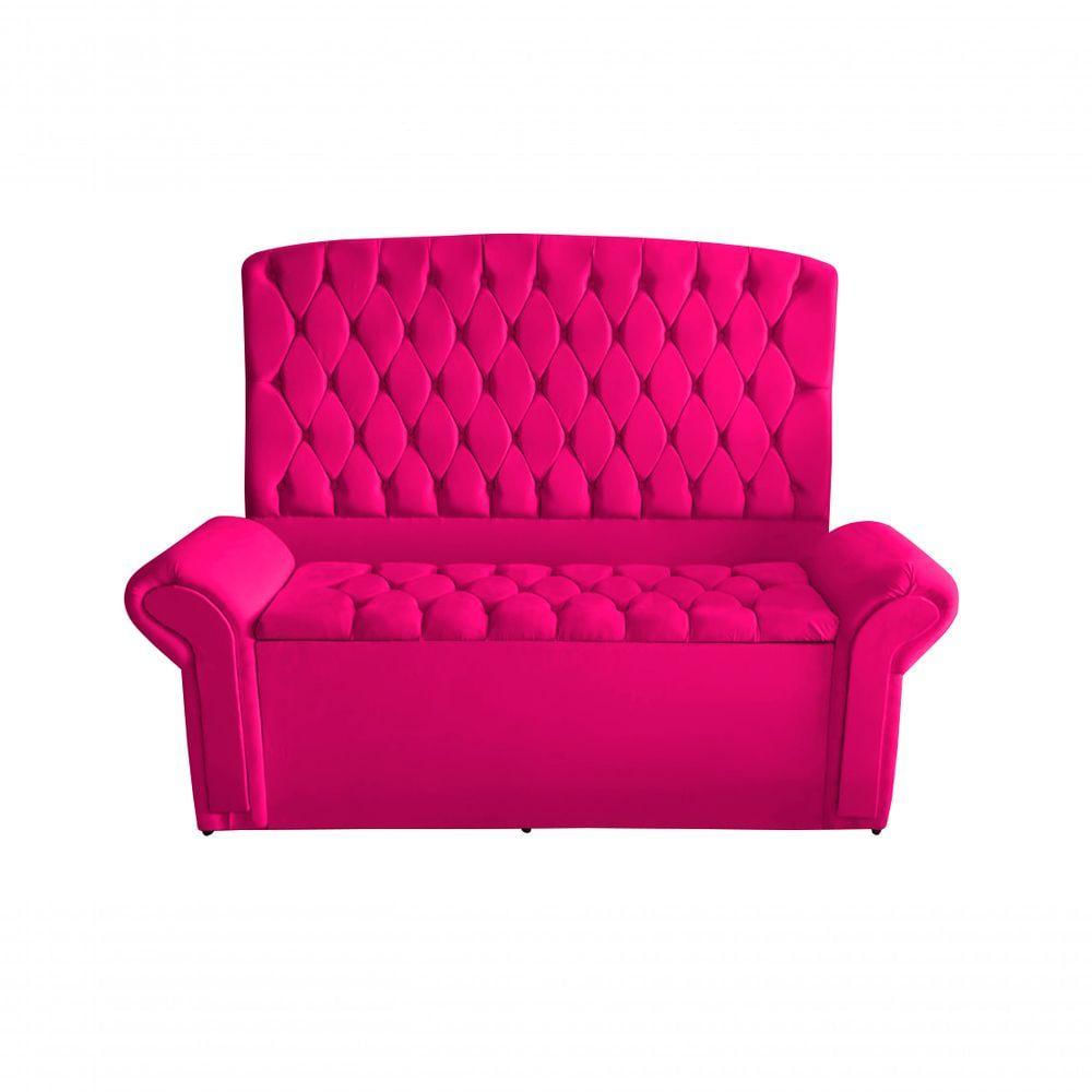 Kit De Quarto Cabeceira De Cama Box E Calçadeira Baú Dubai King 195 Cm Suede Rosa Pink Do Lar Móveis E Decoração