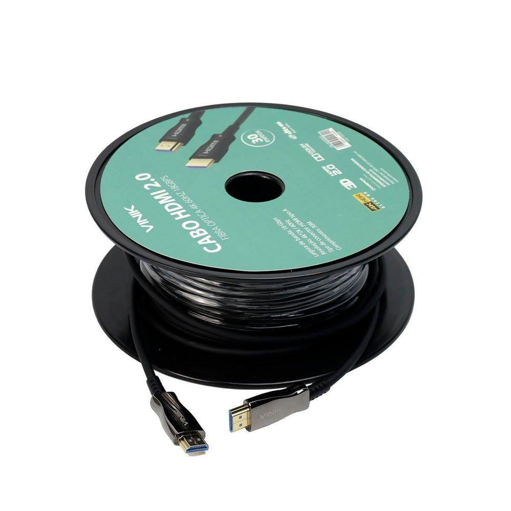 Cabo Hdmi 2.0 Fibra Optica 4k 60hz 18gbps 30 Metros Vinik -