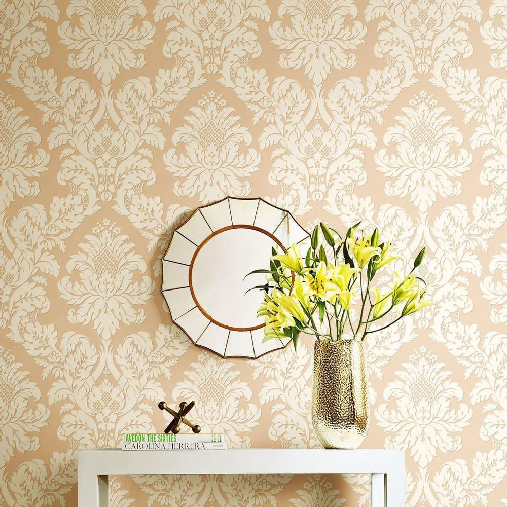 Papel De Parede Shimmer Damask Moderno Uk10456 - Rolo 10m X 0,52m