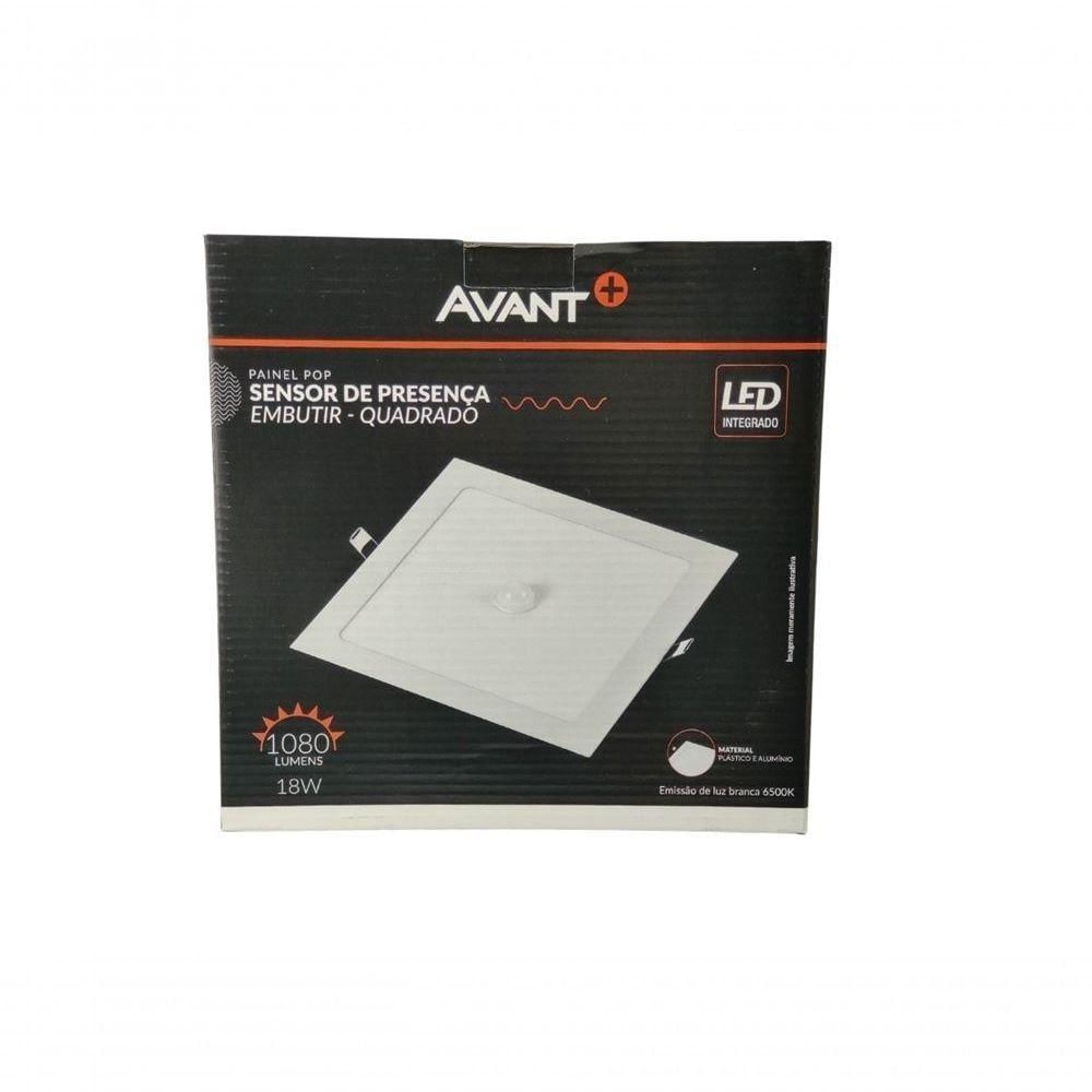 Painel Pop Led Embutir Redondo Com Sensor De Presença Avant - 18w - 6500k Luz Branca