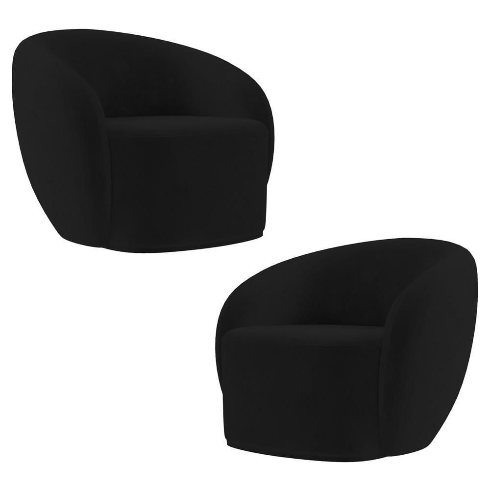 Poltrona Para Sala De Estar Orgânica Kit Com 2 Garbin K04 Veludo Preto - Mpozenato