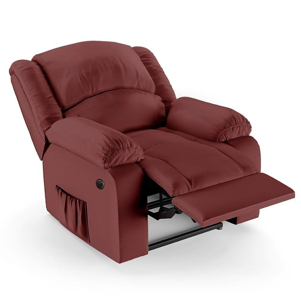 Poltrona Do Papai Reclinável Pietra Power Elétrica Usb Fh9 Pu Vermelho - Mpozenato