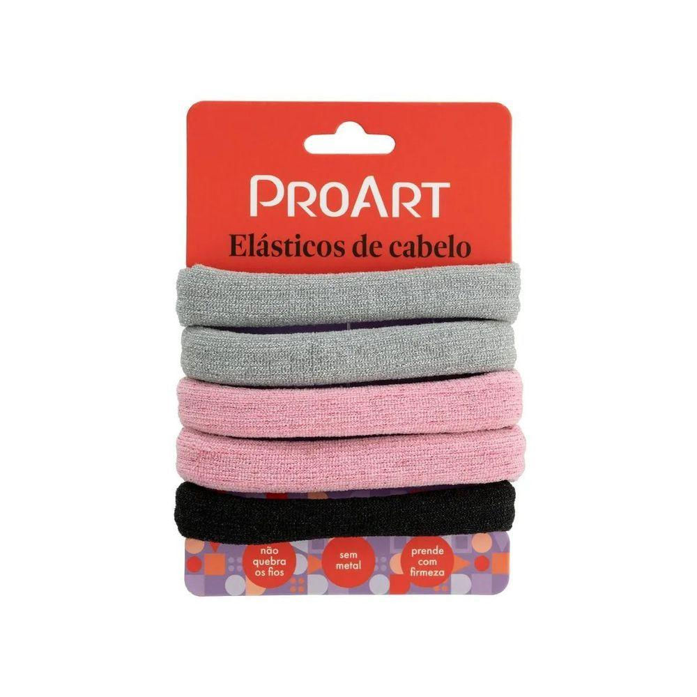 Elásticos De Cabelo 6 Unidades Proart Sem Metal, Não Marcam Os Fios, Perfeitos Para Penteados Rosa-cinza