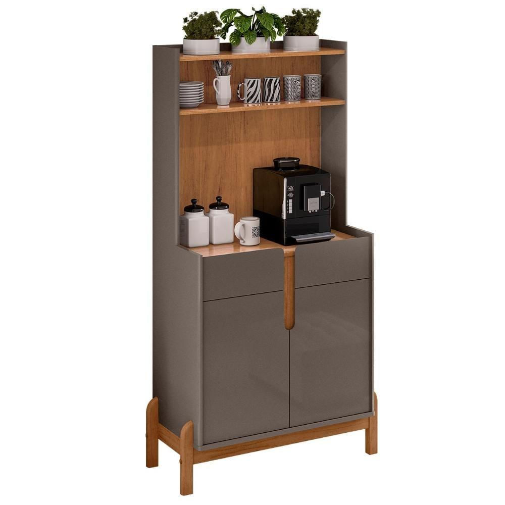 Armário Multiuso Cantinho Do Café Nay C14 Cinza Perola-cedro - Mpozenato