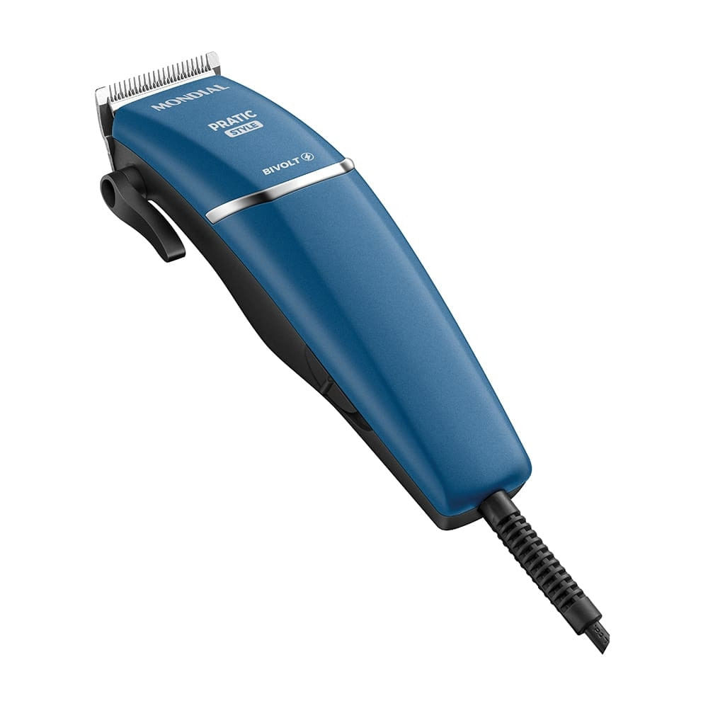 Máquina de Cortar Cabelo Mondial Pratic Style CR-10 com 8 Acessórios, Lâminas em Aço Inox