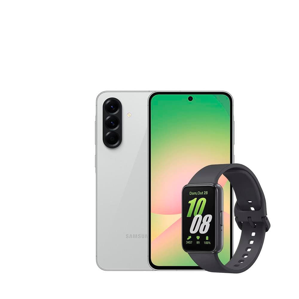 Smartphone Samsung Galaxy A56 5G 256GB, 8GB RAM, Câmera Tripla 50MP, Tela 6.7, IP67, NFC e Recursos AI + Galaxy Fit3 Grafite Display de 1.6