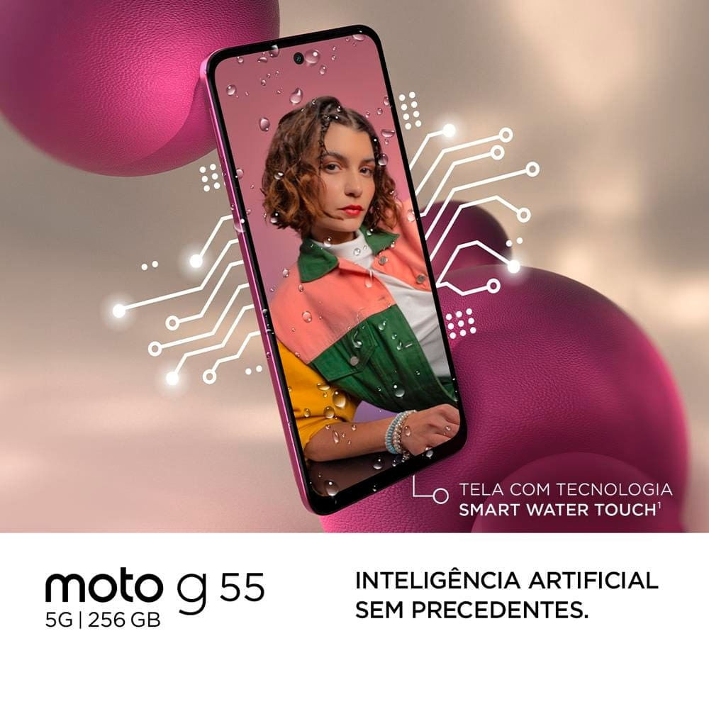 Smartphone Motorola Moto g55 5G 256GB, 16GB (8GB RAM + 8GB Ram Boost) e Câmera Traseira de até 50MP com AI NFC Tela 6.5 com Superbrilho Verde
