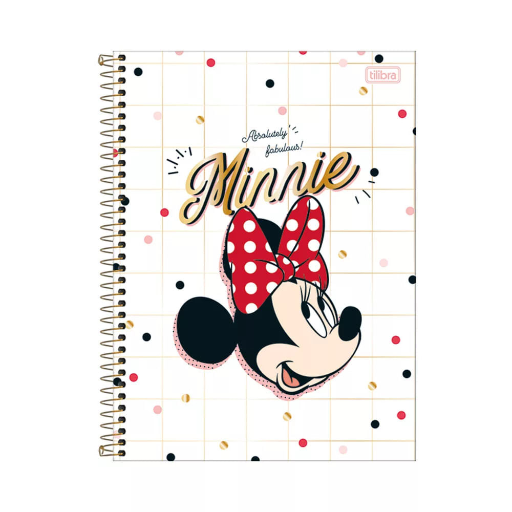 Caderno Universitário Tilibra Espiral Capa Dura Minnie 1 Matéria 80 Folhas Capas Diversas