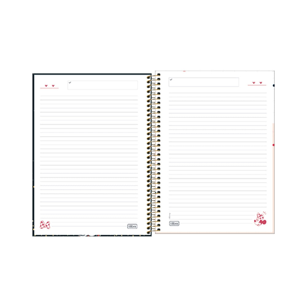 Caderno Universitário Tilibra Espiral Capa Dura Minnie 1 Matéria 80 Folhas Capas Diversas