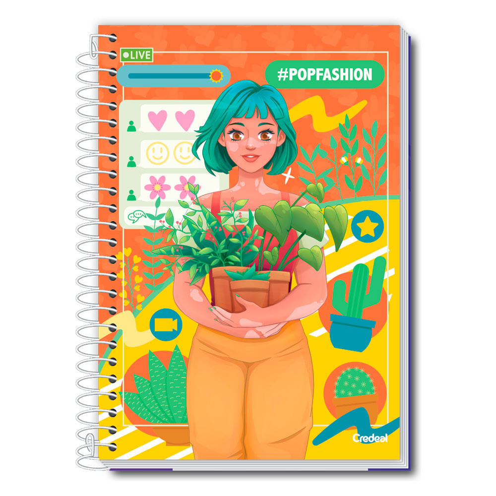 Caderno Universitário Feminino Pop Fashion 160F/10 Matérias Credeal