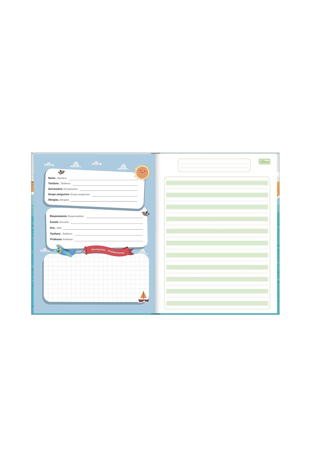 Caderno Caligrafia Tilibra Brochura Capa Dura Pauta Verde Sapeca 40 Folhas