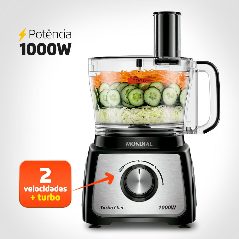 Multiprocessador de Alimentos Mondial MPN-01-BE 7 em 1 - 220V