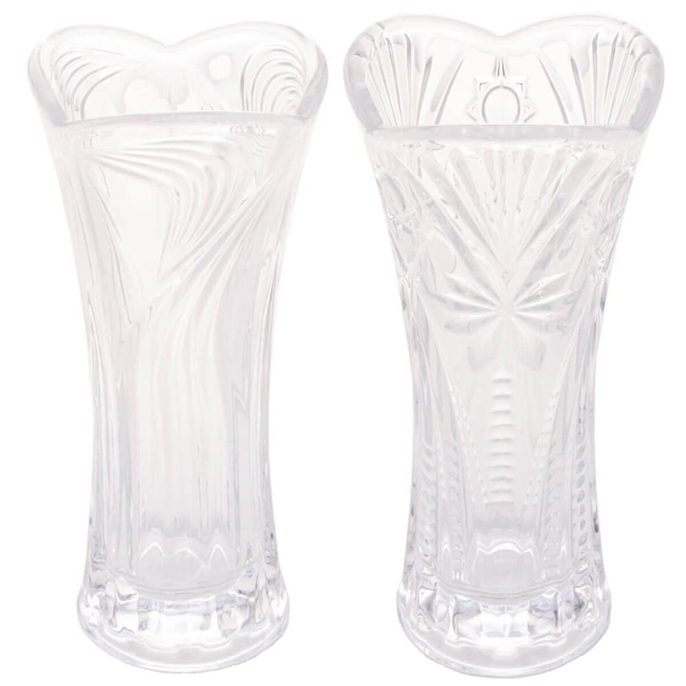 Kit 2 Vasos de Vidro Sortido Lyor 7,5x17cm Jarro de Flor Tulipa Pequeno Transparente