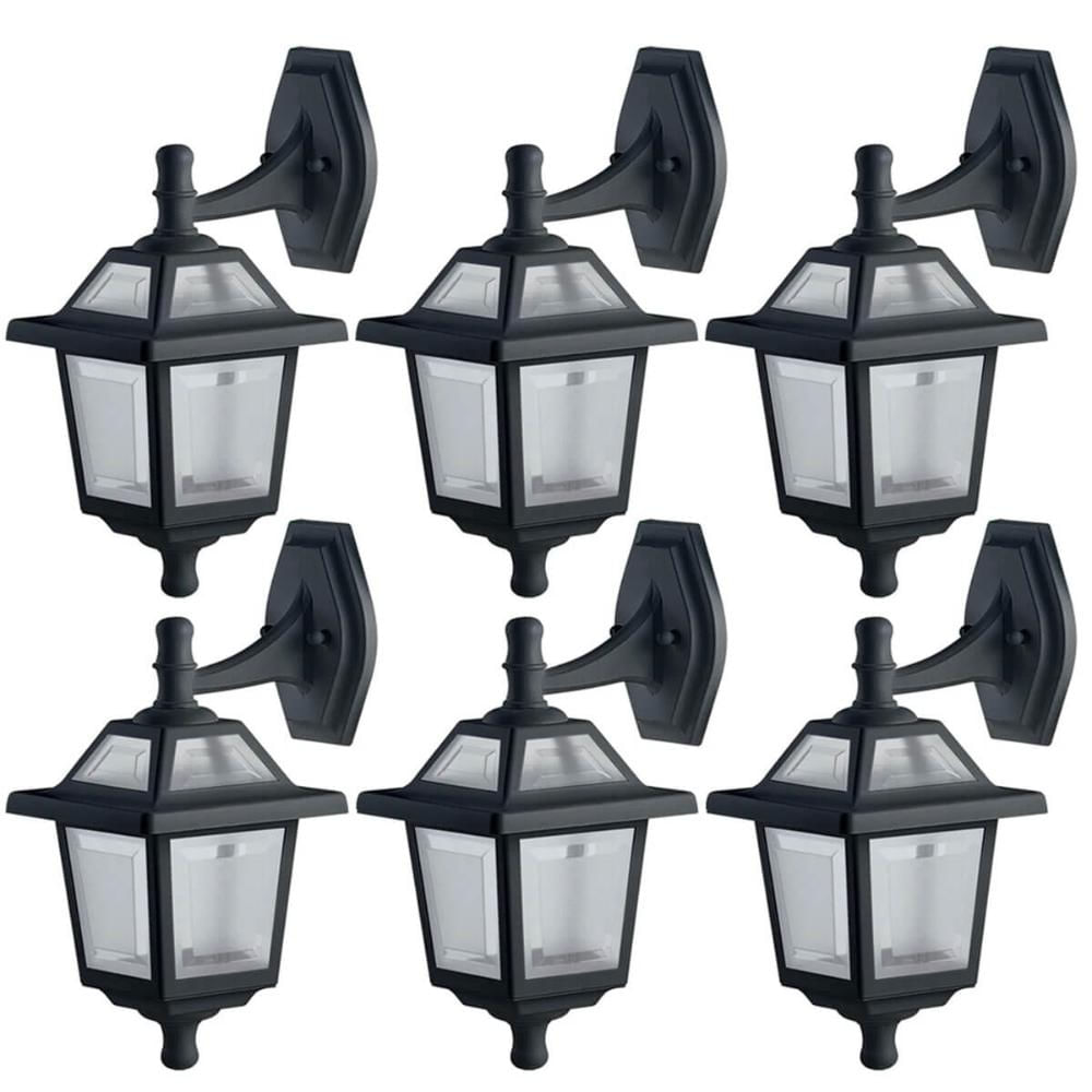 Conjunto 6 Arandelas Coloniais 39cm Luminárias de Parede Preto Fosco Jardim Cabeceiras