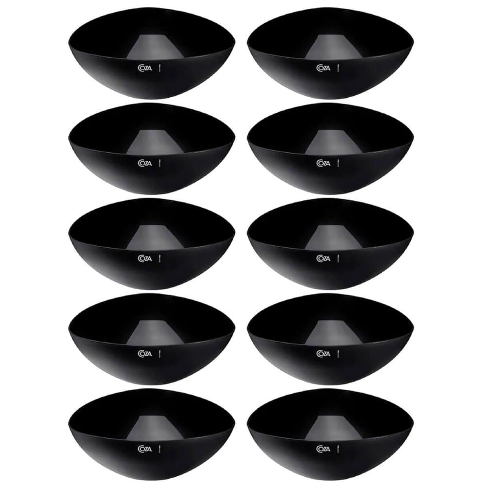Kit 10 Saladeiras Triangulares 2,5L Tigelas Plásticas Preto Saladas Servir Essential Coza