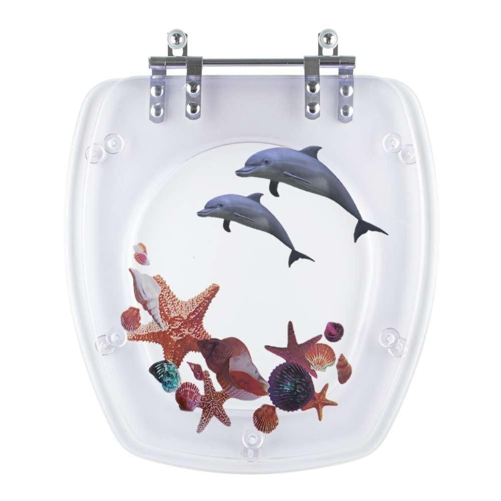 Assento Sanitário Poliester Thema Decorado Golfinho E Conchas Para Vaso Incepa