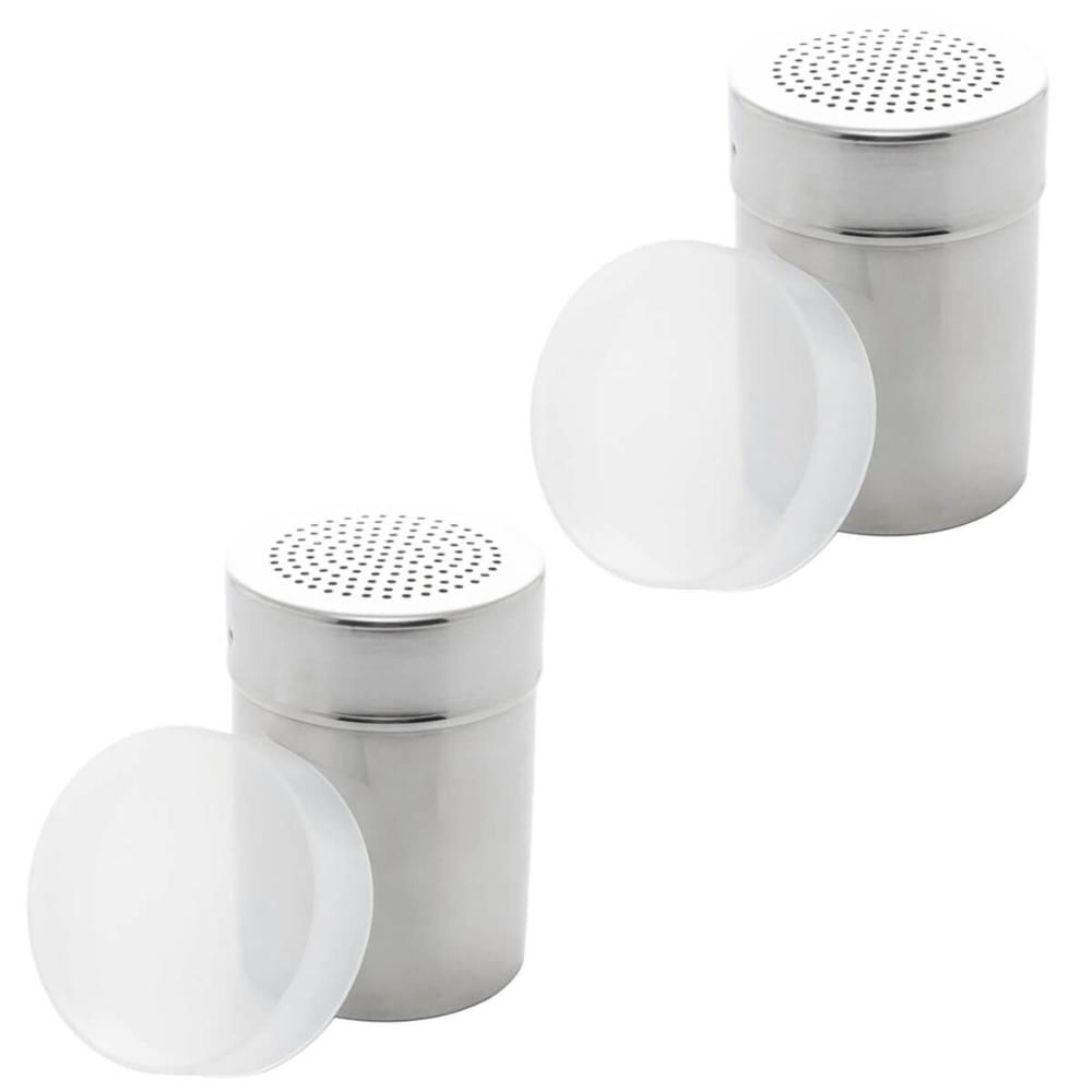 Kit 2 Saleiros Pimenteiros de Mesa Lyor Inox com Dosador e Tampa Restaurante