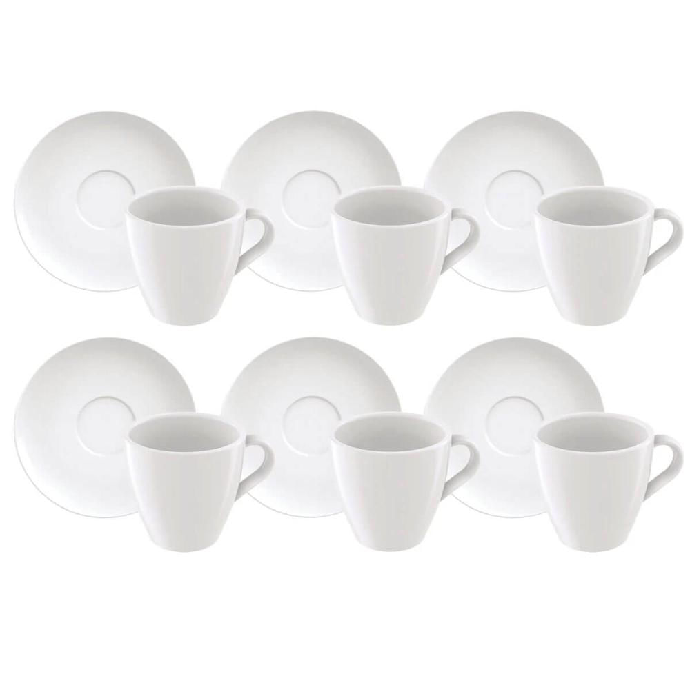 Jogo 6 Xícara de Porcelana Capuccino com Pires 200ml Café Tramontina Paola