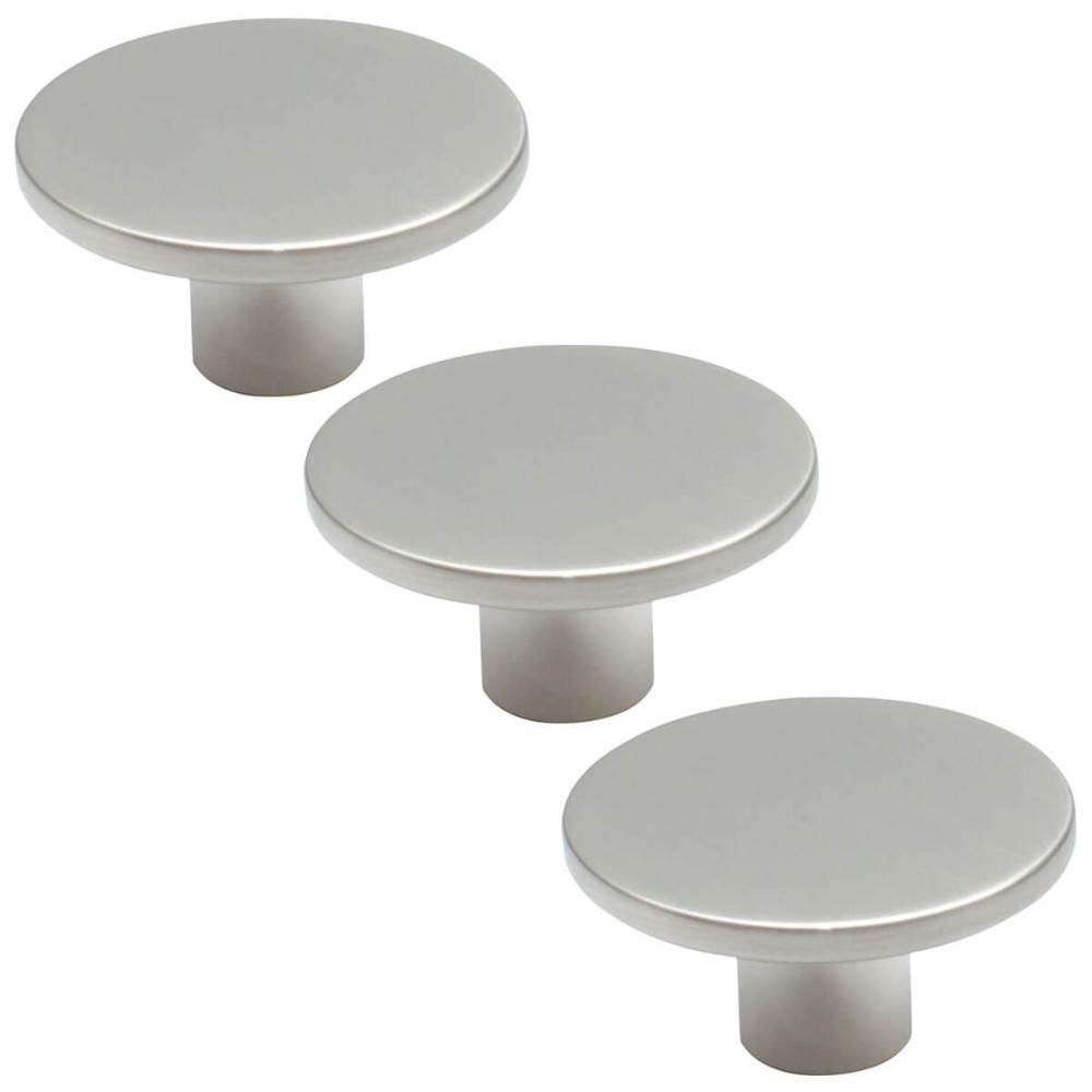 Kit 3 Puxadores 206 Naico Ponto Redondo Cromo Acetinado para Móvel Armários e Gavetas