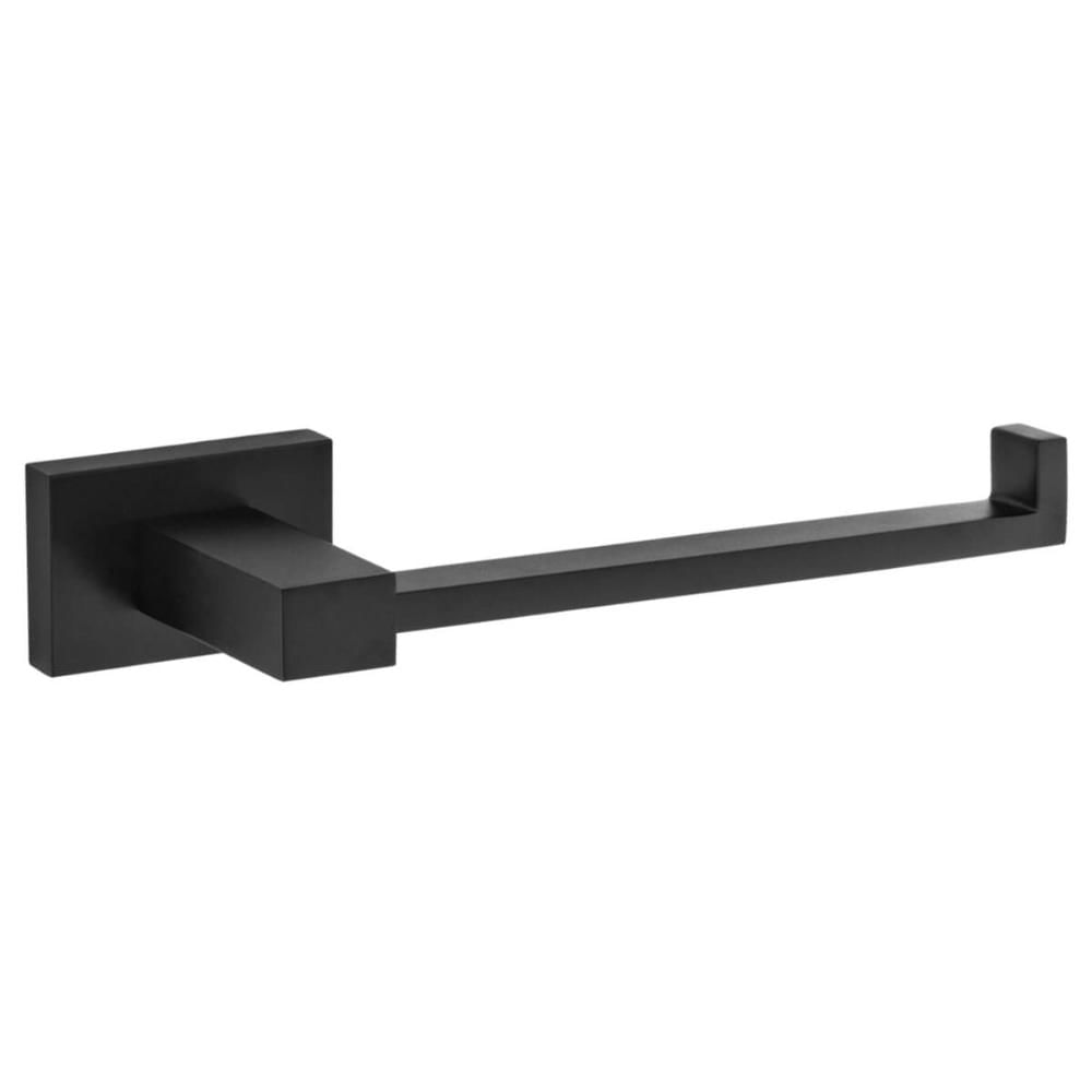 Suporte Porta Papel Higiênico Preto Quadrado De Metal Papeleira Banheiro
