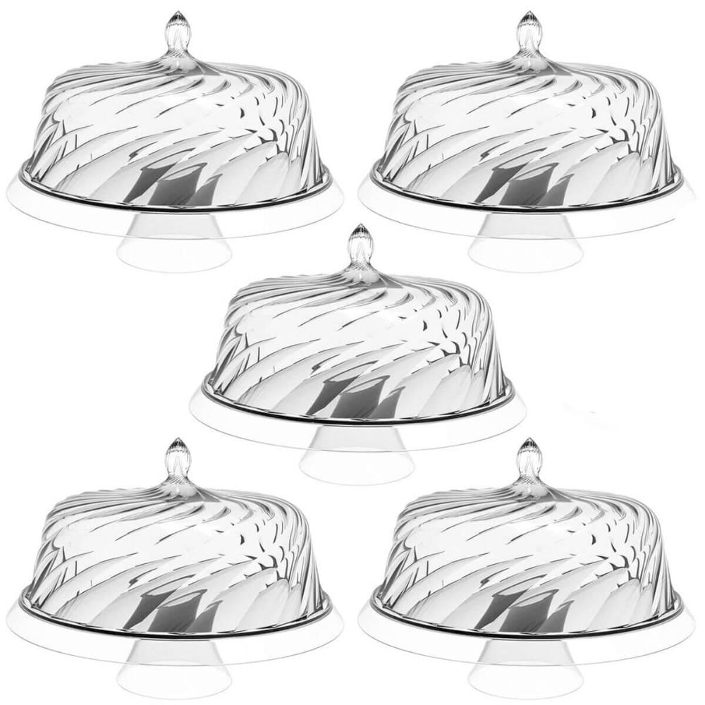 Kit 5 Porta Bolos Glassy Crippa Boleira com Cúpula Transpare