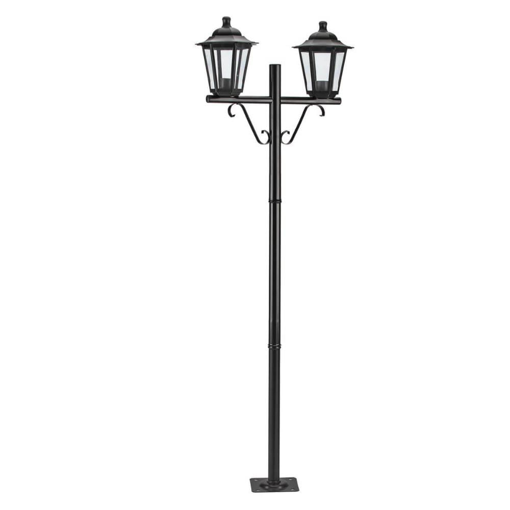 Poste para Jardim Preto Alumínio 1,61m Bivolt 2 Lâmpadas E27 Grega Colonial
