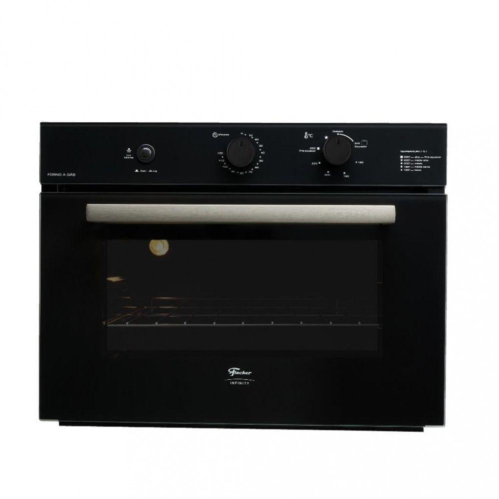 Forno A Gás De Embutir Infinity 50l Com Grill Fischer Preto 110V