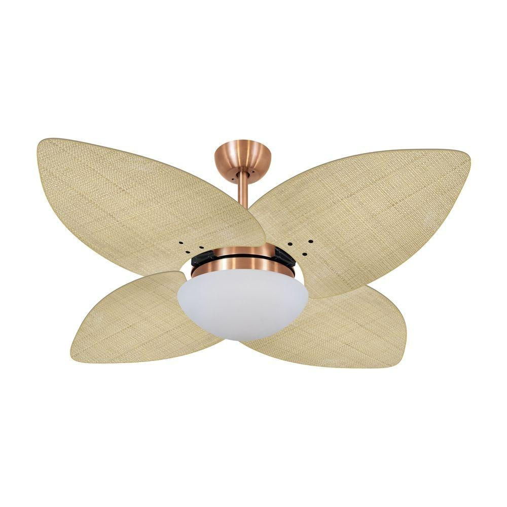 Ventilador De Teto Kovalski Cobre 4 Pés Palmae Natural 127V