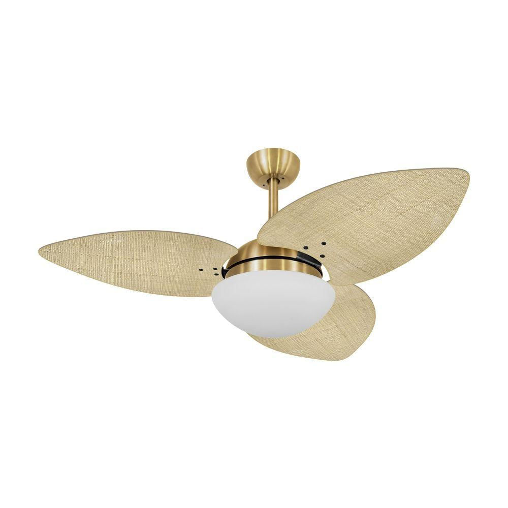 Ventilador De Teto Dormamu Dourado 3 Pás Palmae Natural 127v