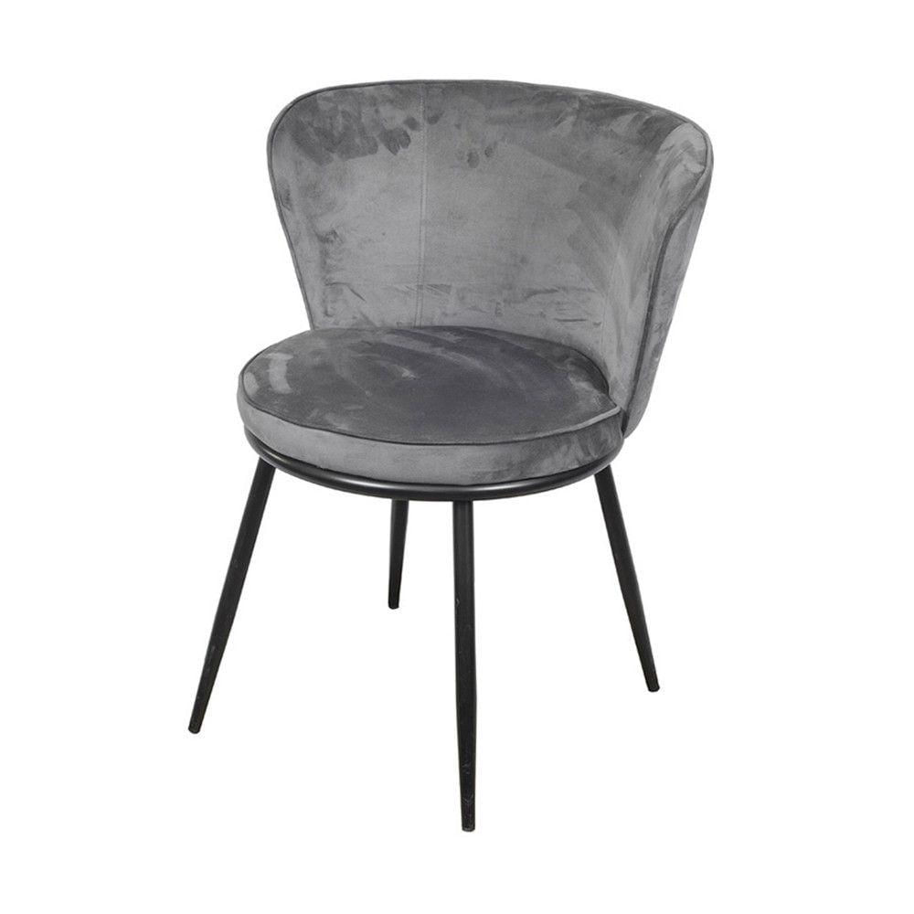 Cadeira Or-4407 Espuma Revestida Veludo Base Aço Or Design Cinza