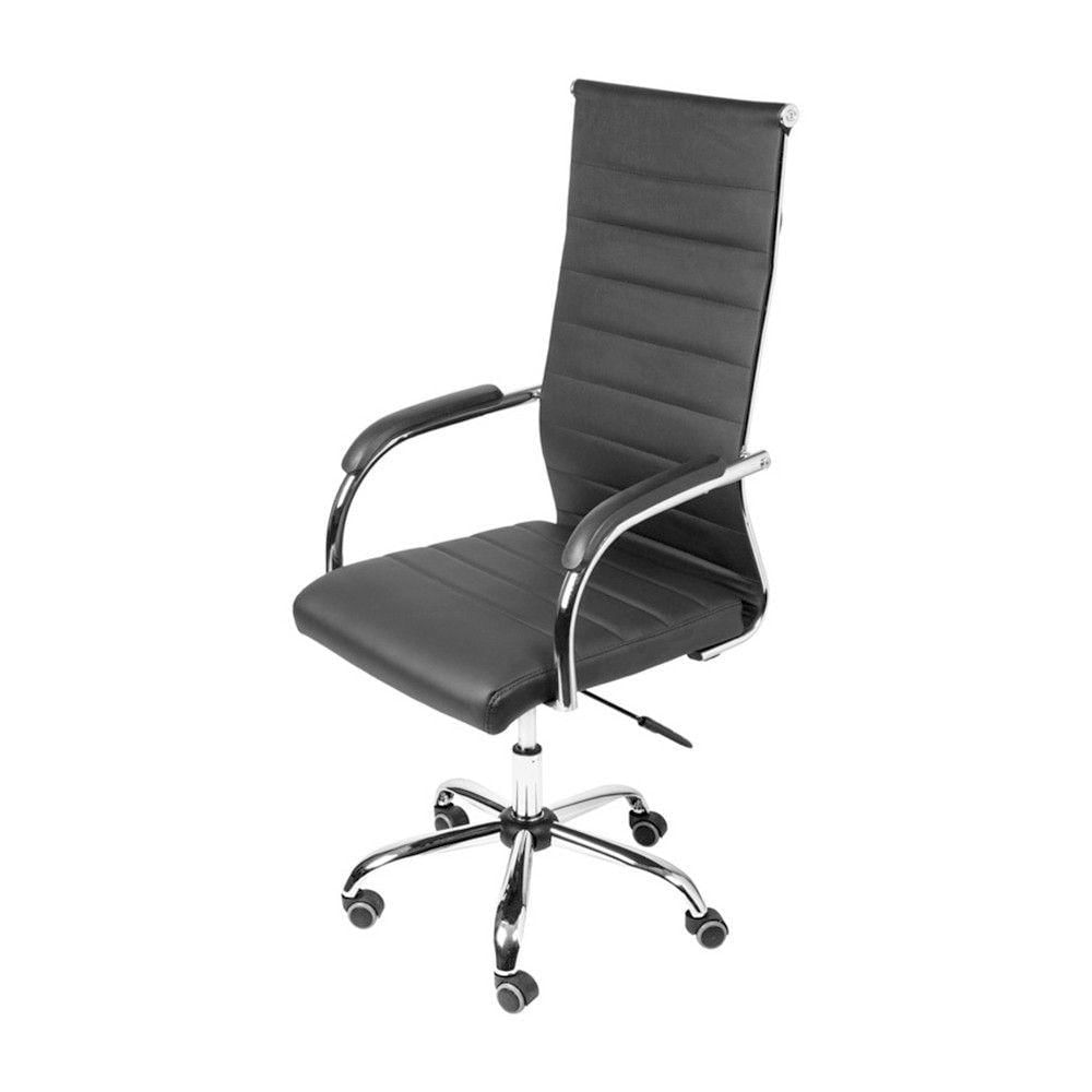 Cadeira Or-3322 Alta Em Pu Base Cromada E Rodízio Or Design Preto