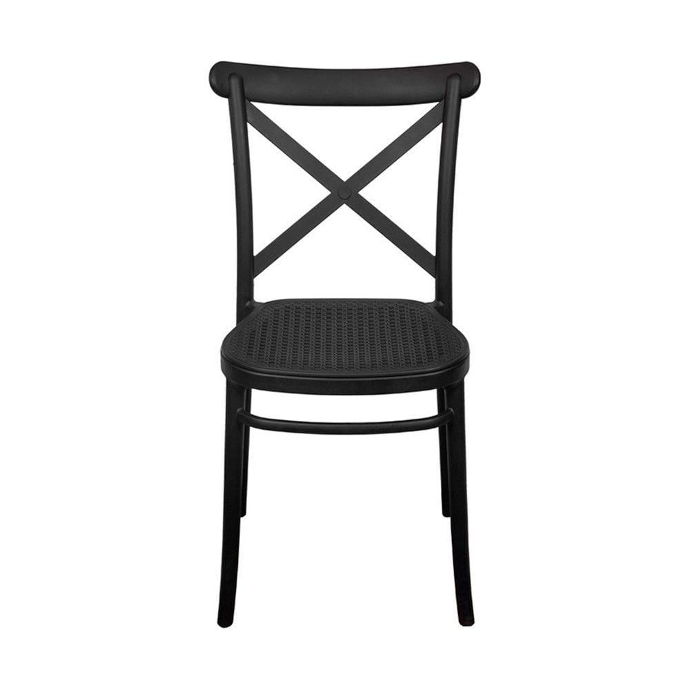 Cadeira Or-1146 Em Pp Com Tom De Palha Preta Or Design Preto