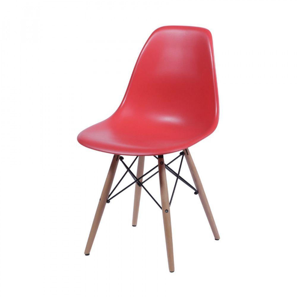 Cadeira Or-1102b Em Polipropileno Com Base Madeira Or Design Vermelho