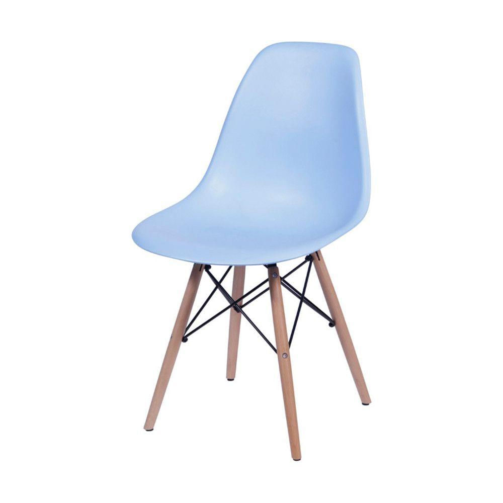 Cadeira Em Popipropileno Or-1102b Com Base Madeira Or Design Azul Claro