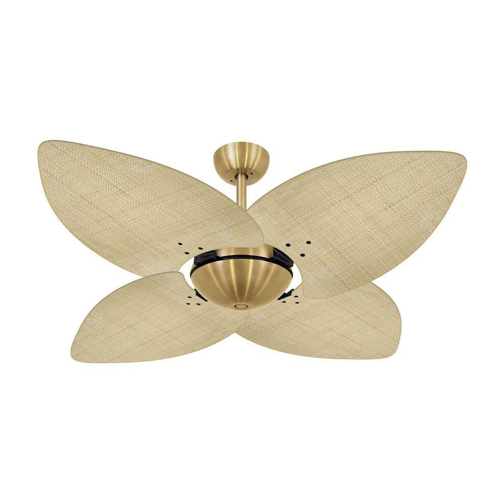Ventilador De Teto Dourado Office 4 Pás Palmae Natural 127V