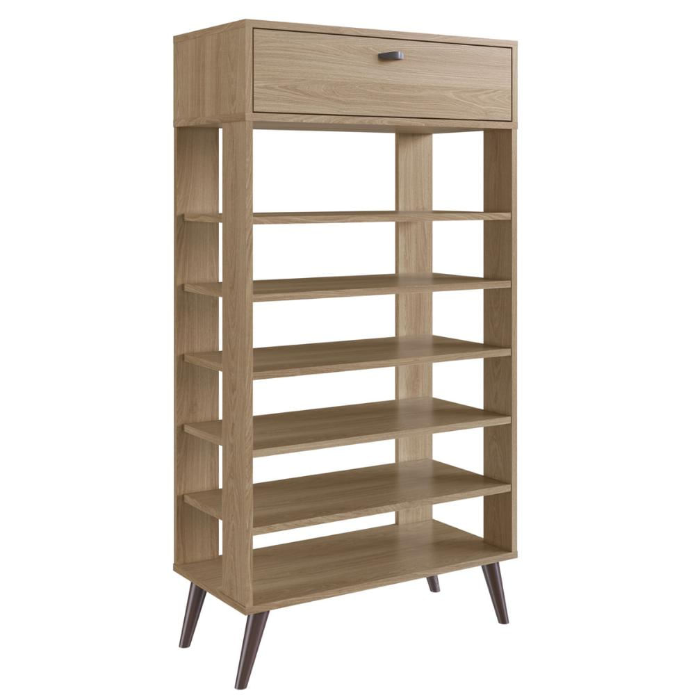 Sapateira Retrô Oak com 01 Gaveta e 05 Prateleiras