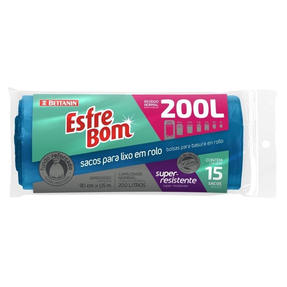 Esfrebom Sacos Para Lixo Rolo 200l Fundo Reforçado 15un